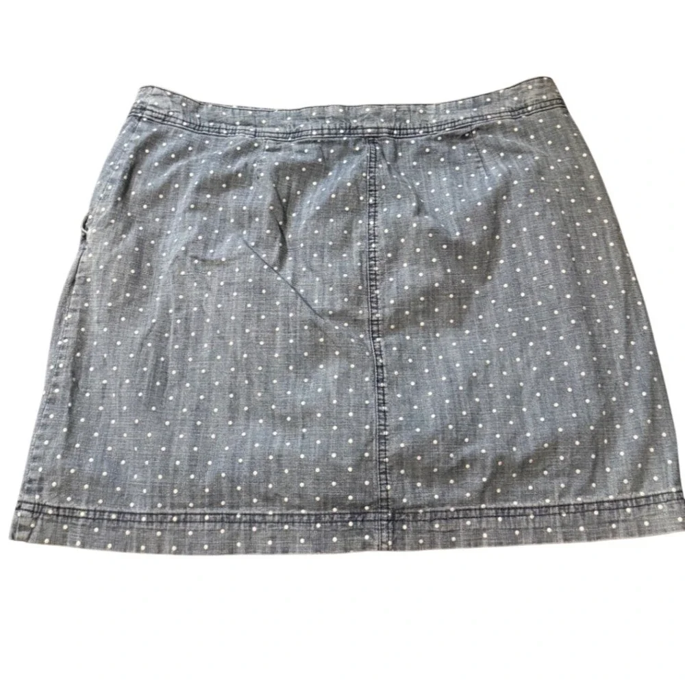 Karen Scott Petites Blue Polka Dot Denim Skort Womens 12P Light Wash Cotton - Picture 2 of 7